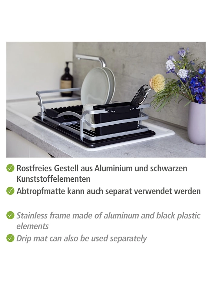 WENKO Geschirrständer, Aluminium/Kunststoff, mit abnehmbaren Besteckkorb