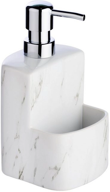 WENKO Spülmittelspender »Festival Marmor«, Keramik mit griffiger Soft-Touch Oberfläche, 380 ml
