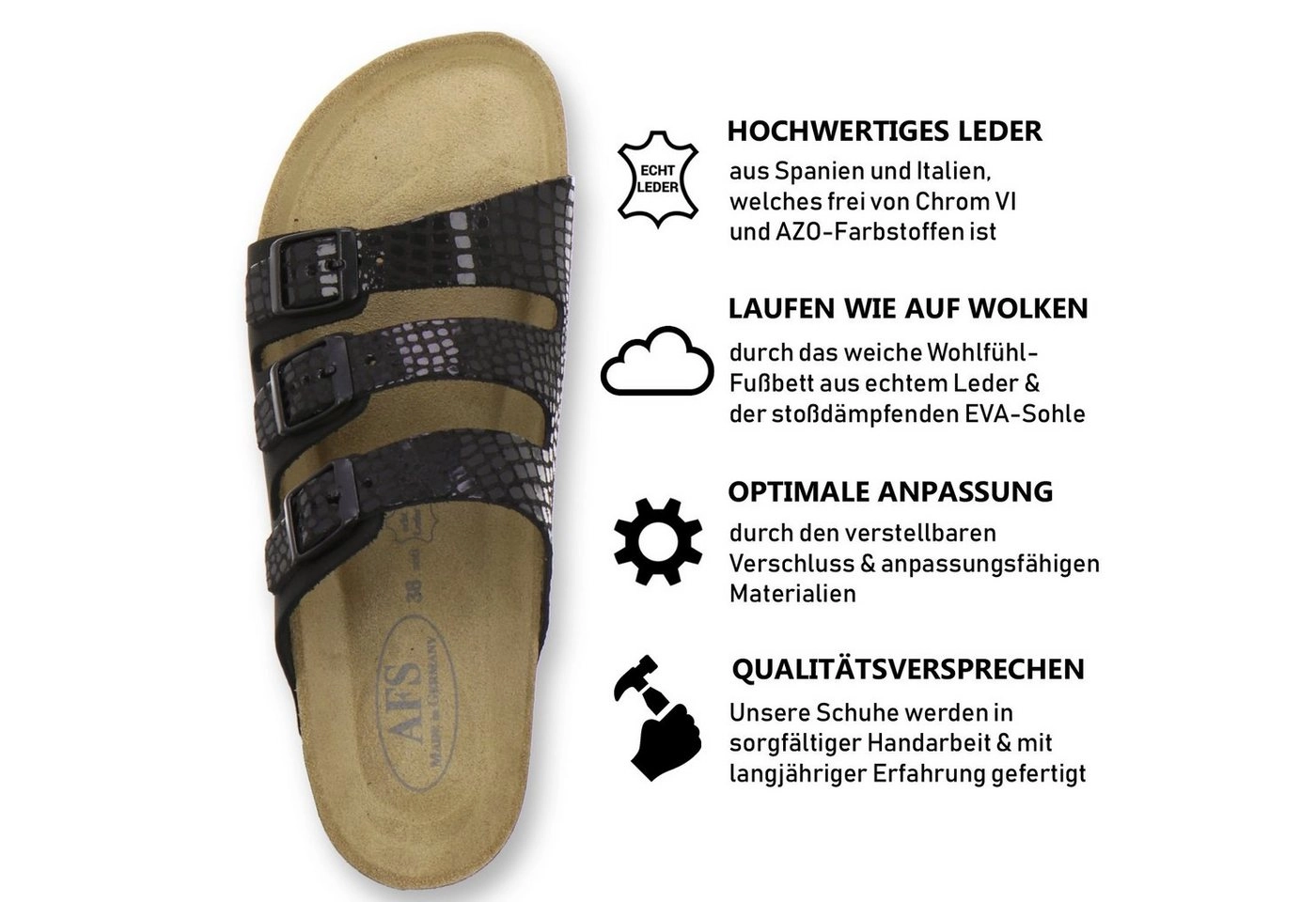 AFS-Schuhe »2133« Pantolette für Damen aus Leder mit Fußbett, Made in Germany