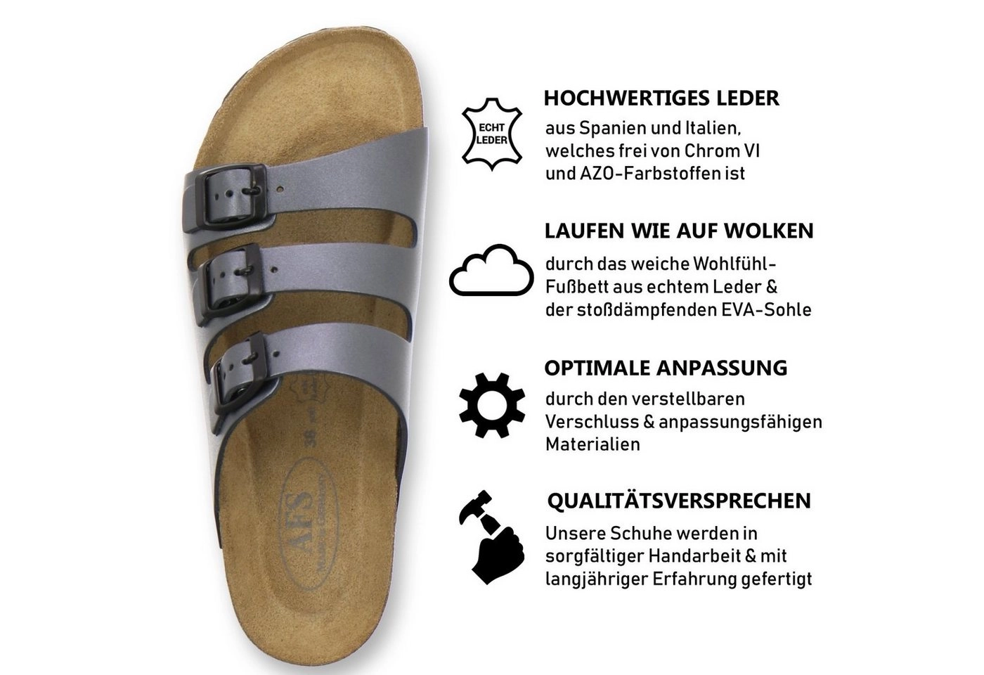 AFS-Schuhe »2133« Pantolette für Damen aus Leder mit Fußbett, Made in Germany