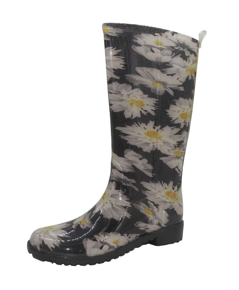 W.K. TEX GmbH Gummistiefel Damen Regenstiefel Damenstiefel Stiefel Stiefeletten Blumen geblümt bunt Motiv