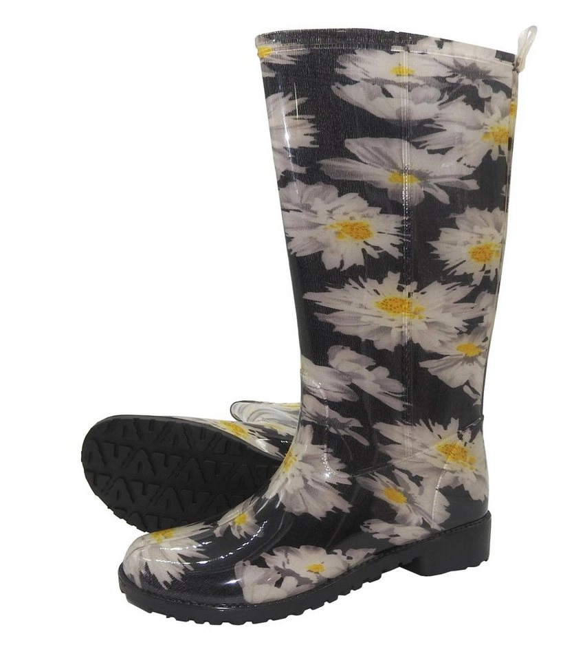 W.K. TEX GmbH Gummistiefel Damen Regenstiefel Damenstiefel Stiefel Stiefeletten Blumen geblümt bunt Motiv