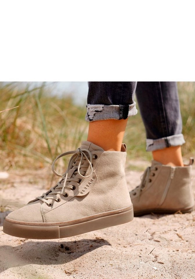 Elbsand Stiefelette Sneaker High-Top zum Schnüren aus weichem Leder im Casual-Look