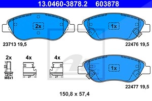 ATE Bremsbelagsatz FIAT 13.0460-3878.2 77367923,77368553 Bremsbeläge,Bremsklötze,Bremssteine,Bremsbeläge & Bremsbelagsatz,Bremsklötze & Bremsbelagsatz