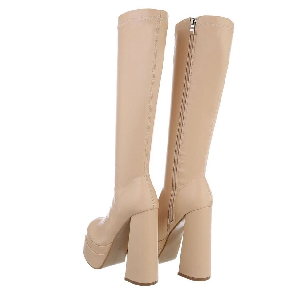 Ital-Design »Damen Party & Clubwear« Stiefel Blockabsatz High-Heel Stiefel in Beige