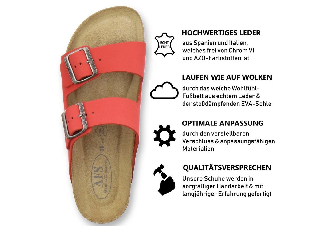 AFS-Schuhe »2100« Pantolette für Damen aus Leder mit Fussbett, Made in Germany