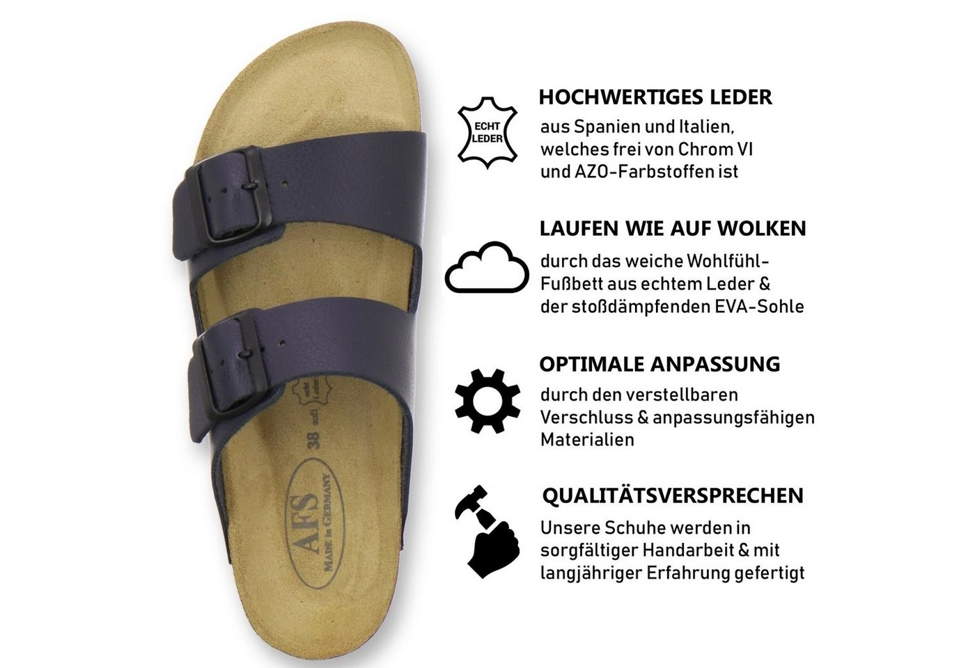 AFS-Schuhe »2100« Pantolette für Damen aus Leder mit Fussbett, Made in Germany