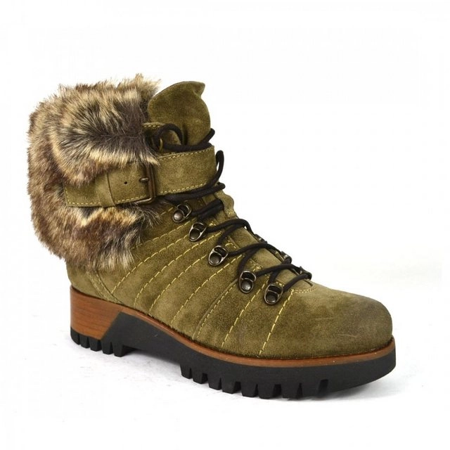 Manas »Boots Fake Fur« Stiefel Khaki