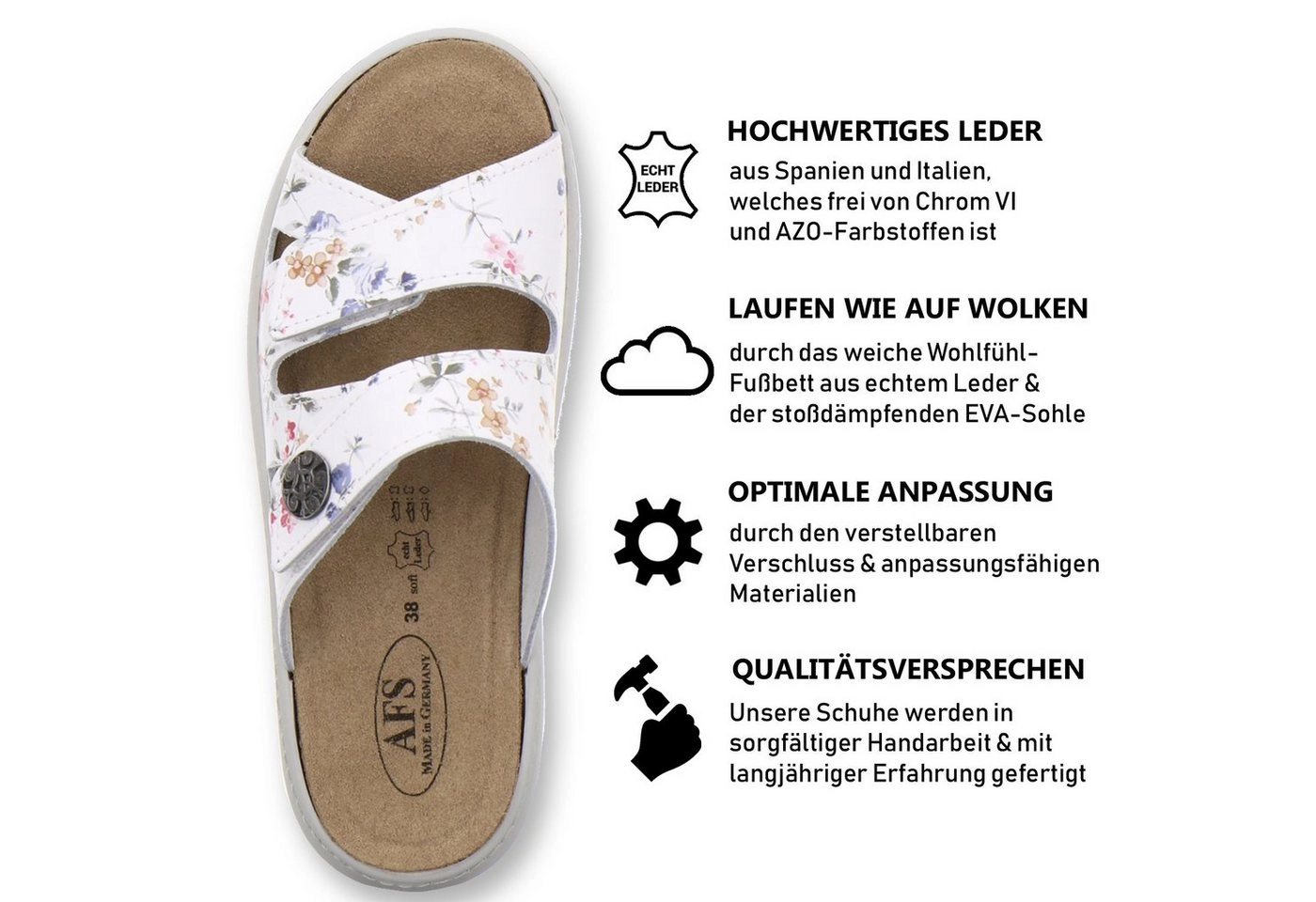 AFS-Schuhe »2808« Pantolette für Damen aus Leder mit Wechselfußbett, Made in Germany