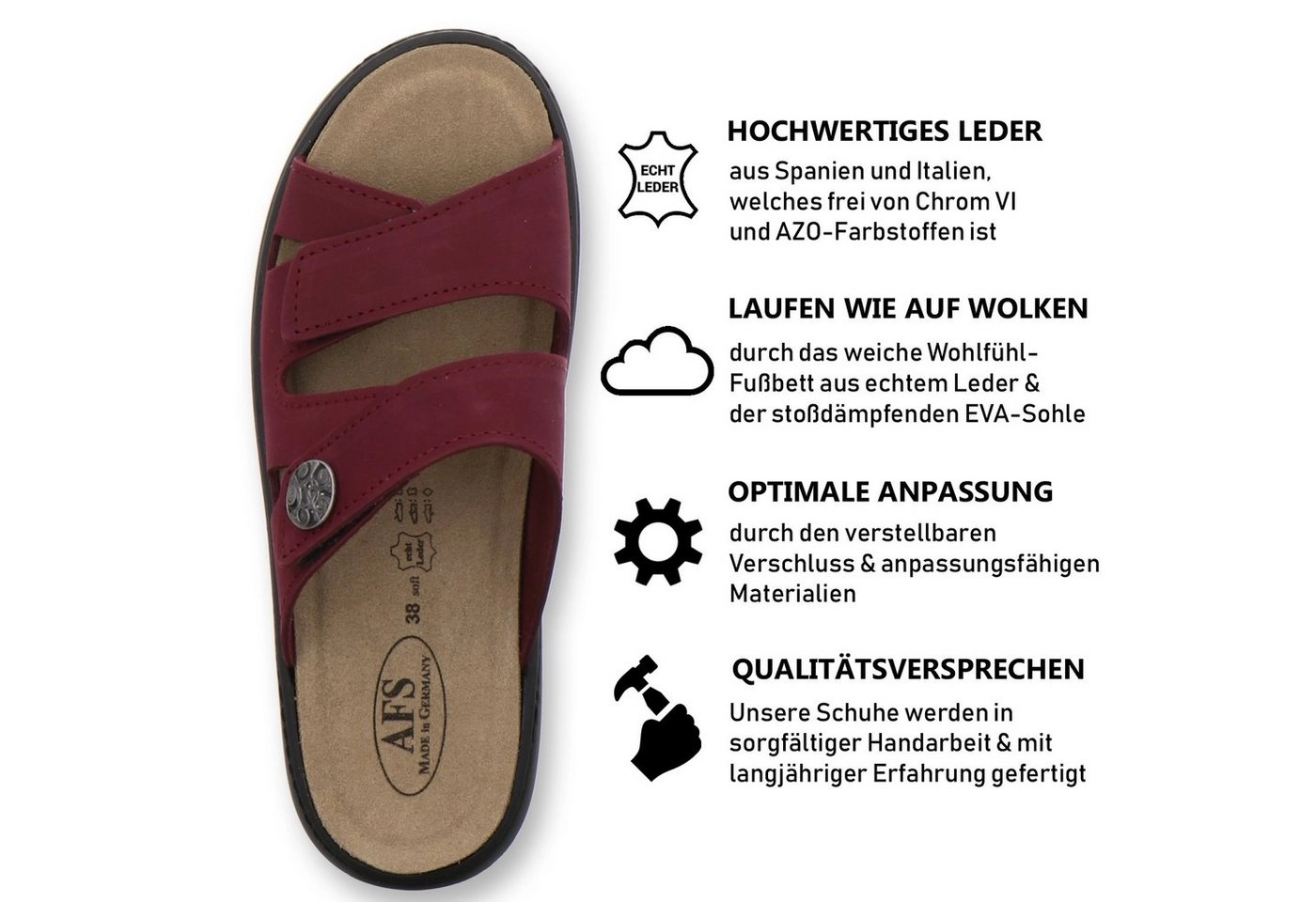 AFS-Schuhe »2808« Pantolette für Damen aus Leder mit Wechselfußbett, Made in Germany