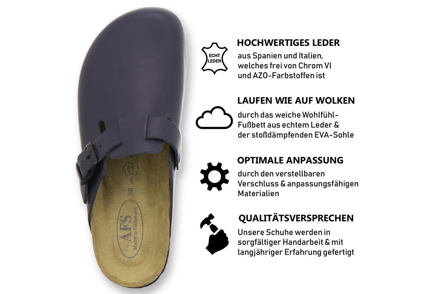 AFS-Schuhe »2900« Hausschuh für Damen aus Leder mit soft Fußbett, Made in Germany