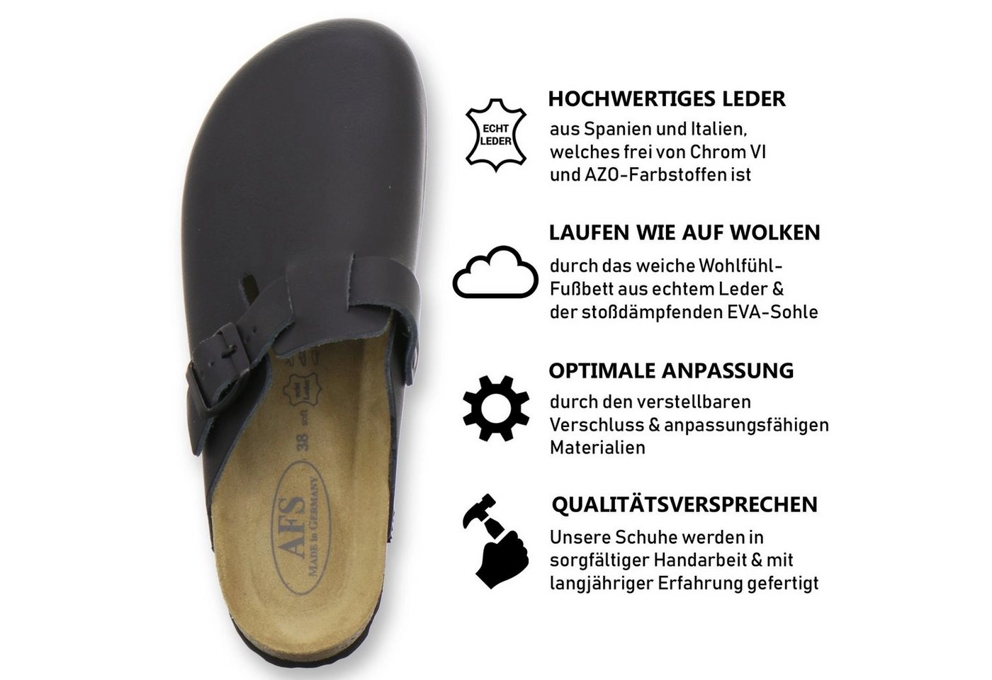 AFS-Schuhe »2900« Hausschuh für Damen aus Leder mit soft Fußbett, Made in Germany