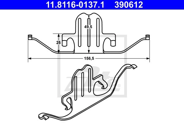 ATE Feder, Bremssattel BMW 11.8116-0137.1 34116763028,34116776526,34116798879