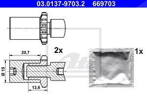 ATE Zubehörsatz, Feststellbremsbacken MERCEDES-BENZ,MAYBACH 03.0137-9703.2 1244230050,2014200373,A1244230050  A2014200373