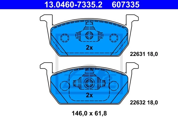 ATE Bremsbelagsatz VW,AUDI,SKODA 13.0460-7335.2 2Q0698151B,2Q0698151E,2Q0698151G 5Q0698151H,2Q0698151B,2Q0698151E,2Q0698151G,5Q0698151H