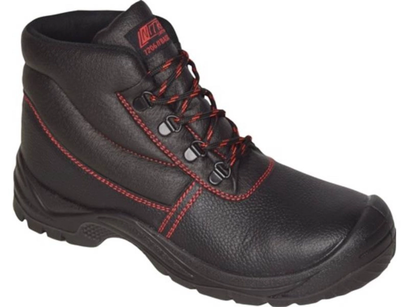 Nitras »Sicherheitsstiefel BASIC STEP MID Gr.43 schwarz S3 SRC EN20345 Volleder NITRAS nach EN ISO 20345 · S3 · halbhoch · Obermaterial: strapazierfähiges Vollleder · widerstandsfähige PU-Laufsohle · Zehenkappe aus Stahl · durchstichhemmende Zwischensohle