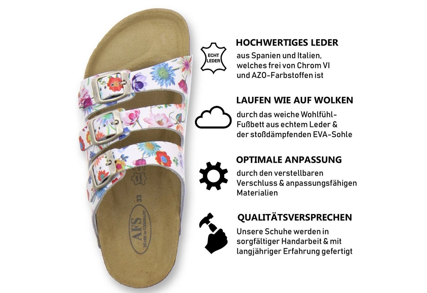 AFS-Schuhe »1133« Pantolette für Mädchen aus Leder mit Fußbett, Made in Germany