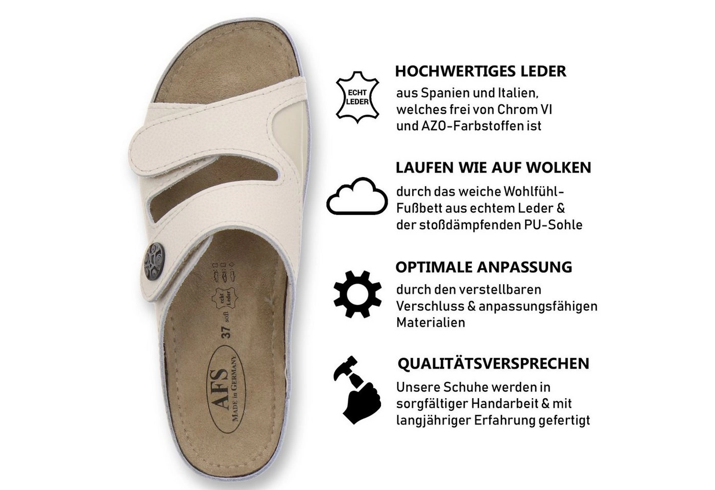 AFS-Schuhe »2095H« Keilpantolette für Damen aus Leder - Hallux Valgus, Made in Germany