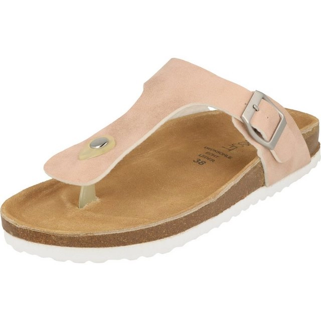 SUPERSOFT »274-613 Damen Schuhe Zehentrenner Pantoletten Lederfußbett Rosegold« Zehentrenner