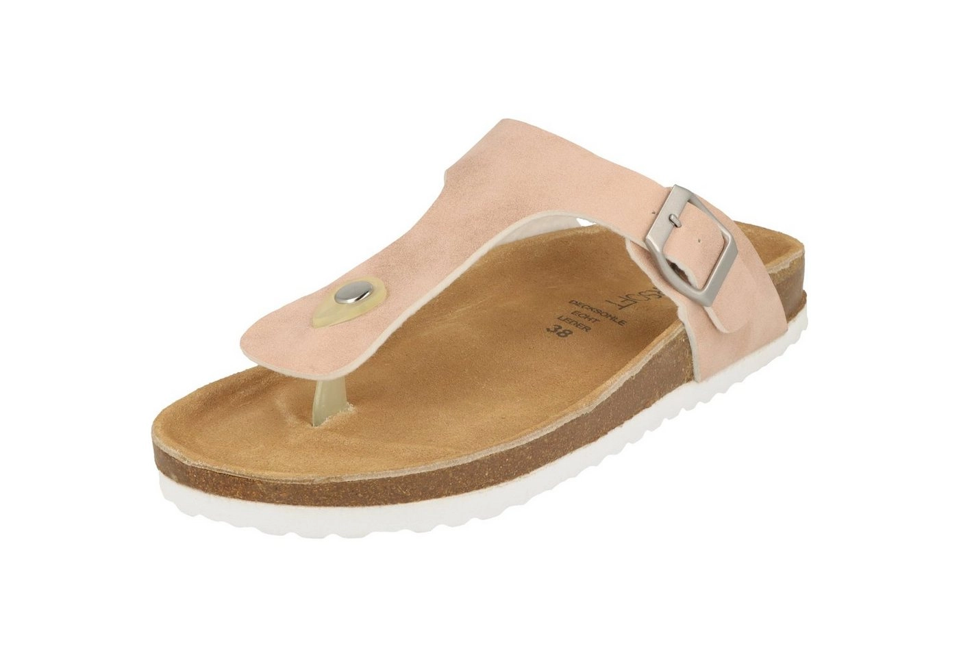 SUPERSOFT »274-613 Damen Schuhe Zehentrenner Pantoletten Lederfußbett Rosegold« Zehentrenner