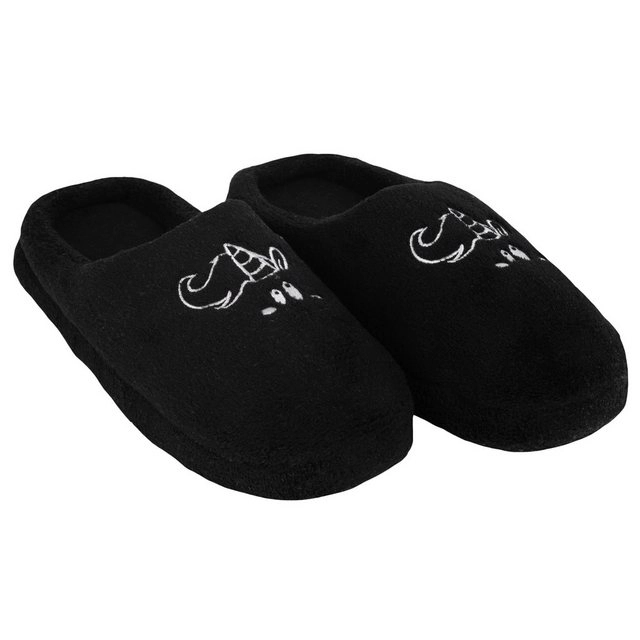 United Labels® »Pummel & Friends Hausschuhe - Pummeleinhorn für Damen und Herren Unisex Puschen Slipper Pantoffeln Schwarz« Hausschuh
