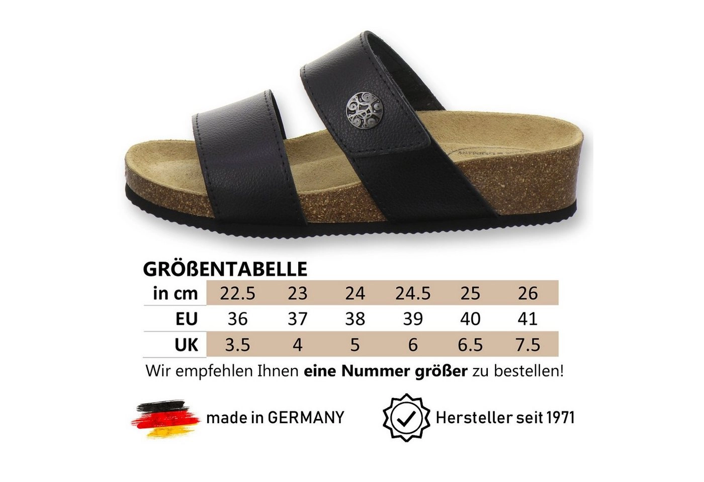 AFS-Schuhe »2745B« Keilpantolette für Damen aus Leder mit Klettverschluss, Made in Germany