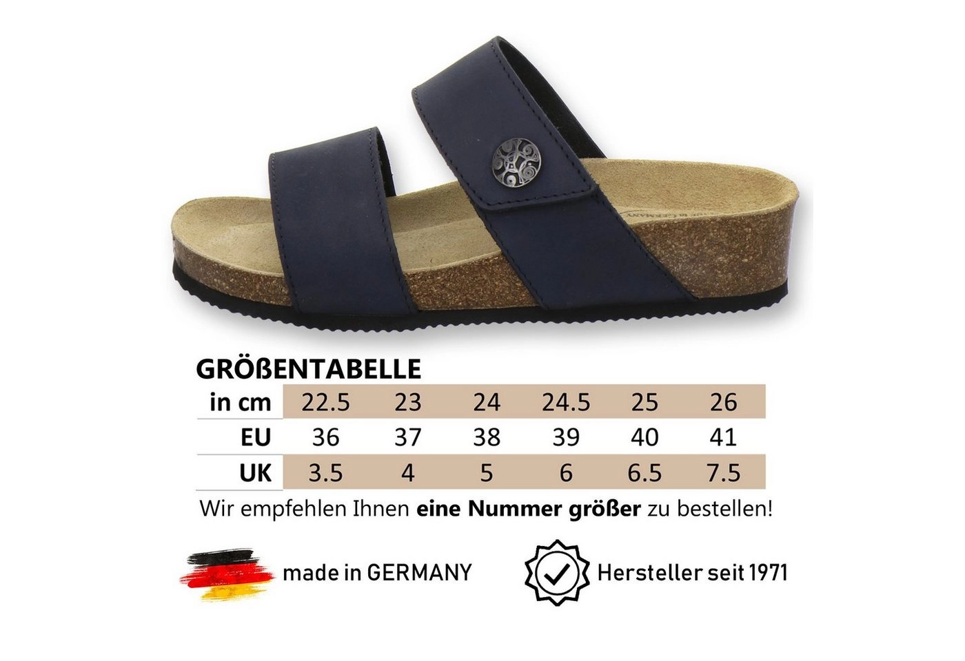 AFS-Schuhe »2745B« Keilpantolette für Damen aus Leder mit Klettverschluss, Made in Germany