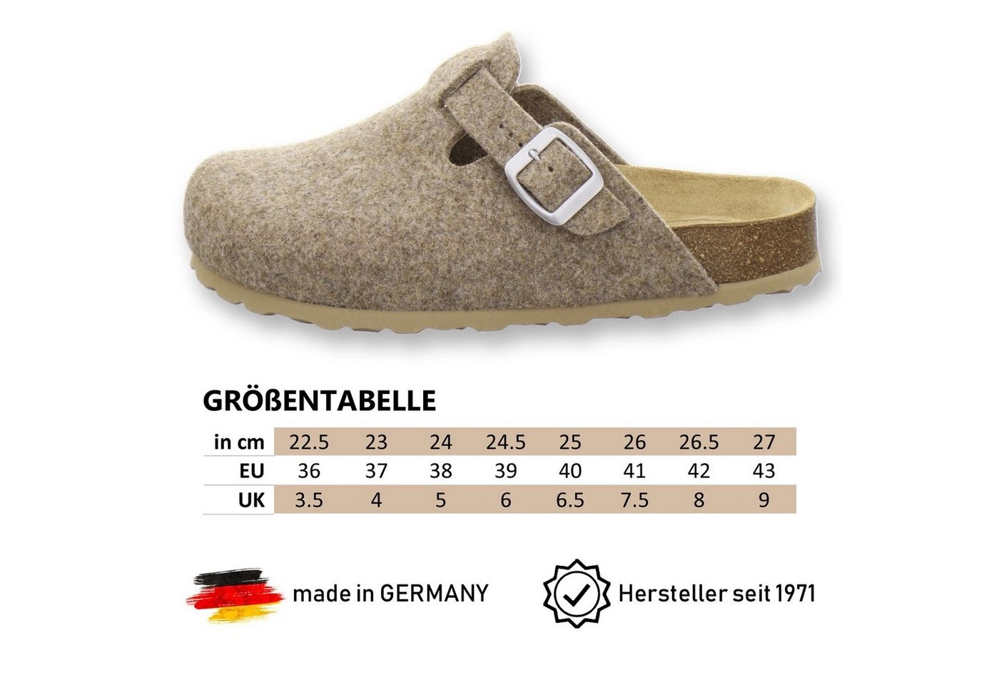 AFS-Schuhe »26900« Hausschuh für Damen aus Filz mit Fußbett, Made in Germany