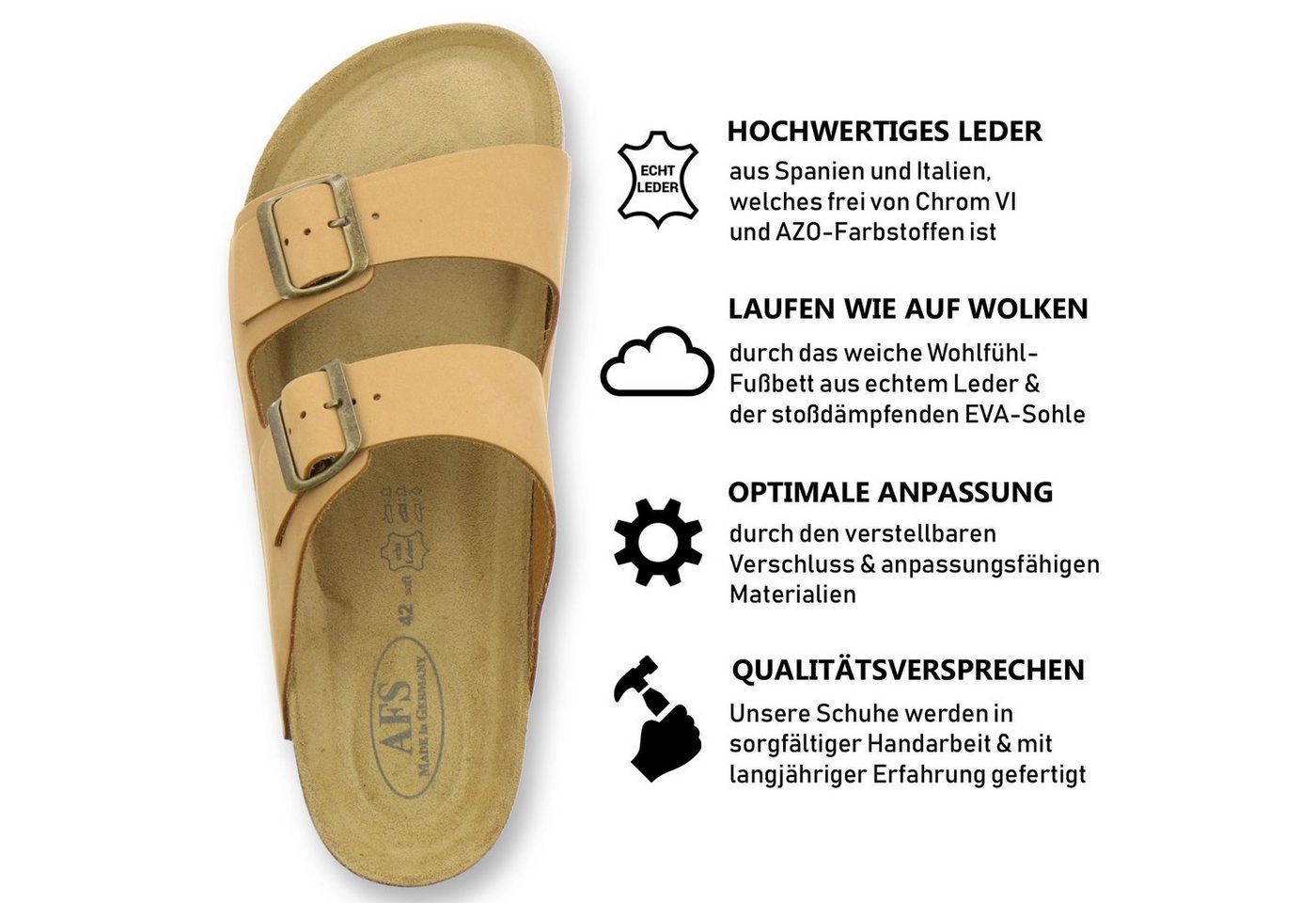 AFS-Schuhe »3100« Pantolette für Herren aus Leder mit Fußbett, Made in Germany