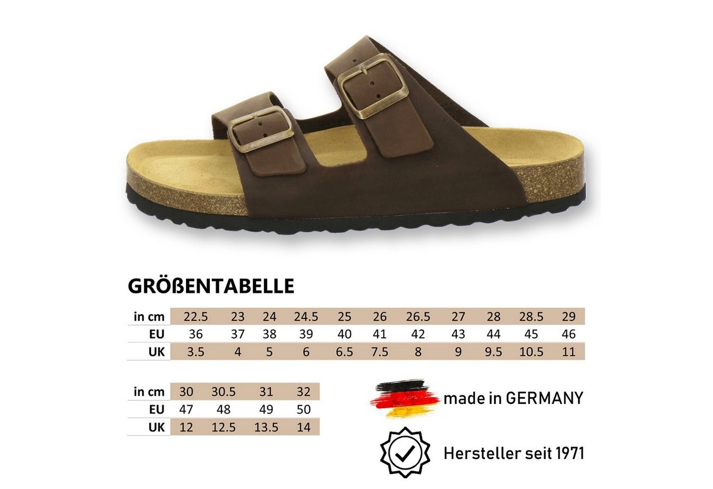 AFS-Schuhe »3100« Pantolette für Herren aus Leder mit Fußbett, Made in Germany