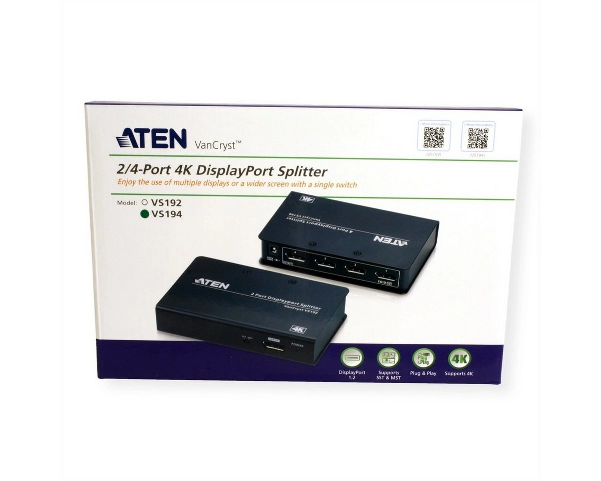 4-Port 4K DisplayPort Splitter, KVM-Switch