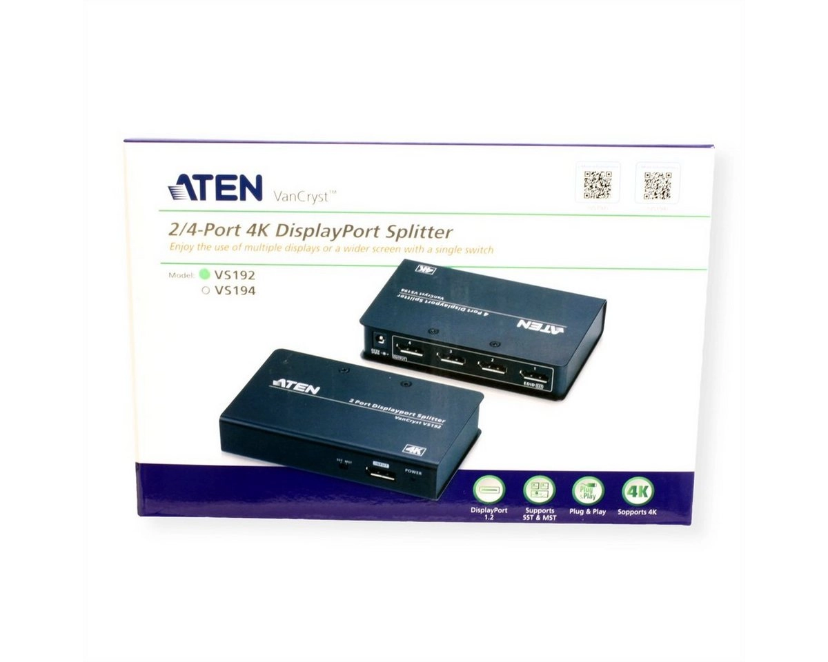 2-Port 4K DisplayPort Splitter, KVM-Switch