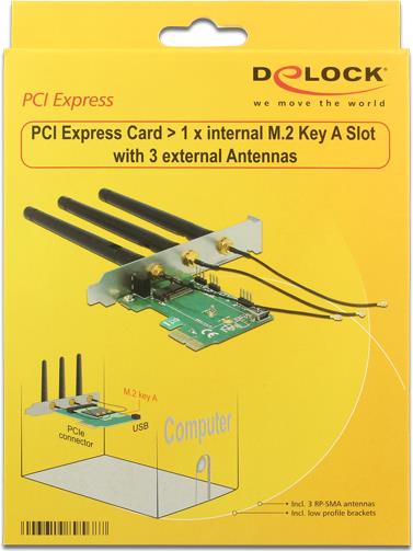 PCIe>1x M.2 mit 3 Antennen, LAN-Adapter