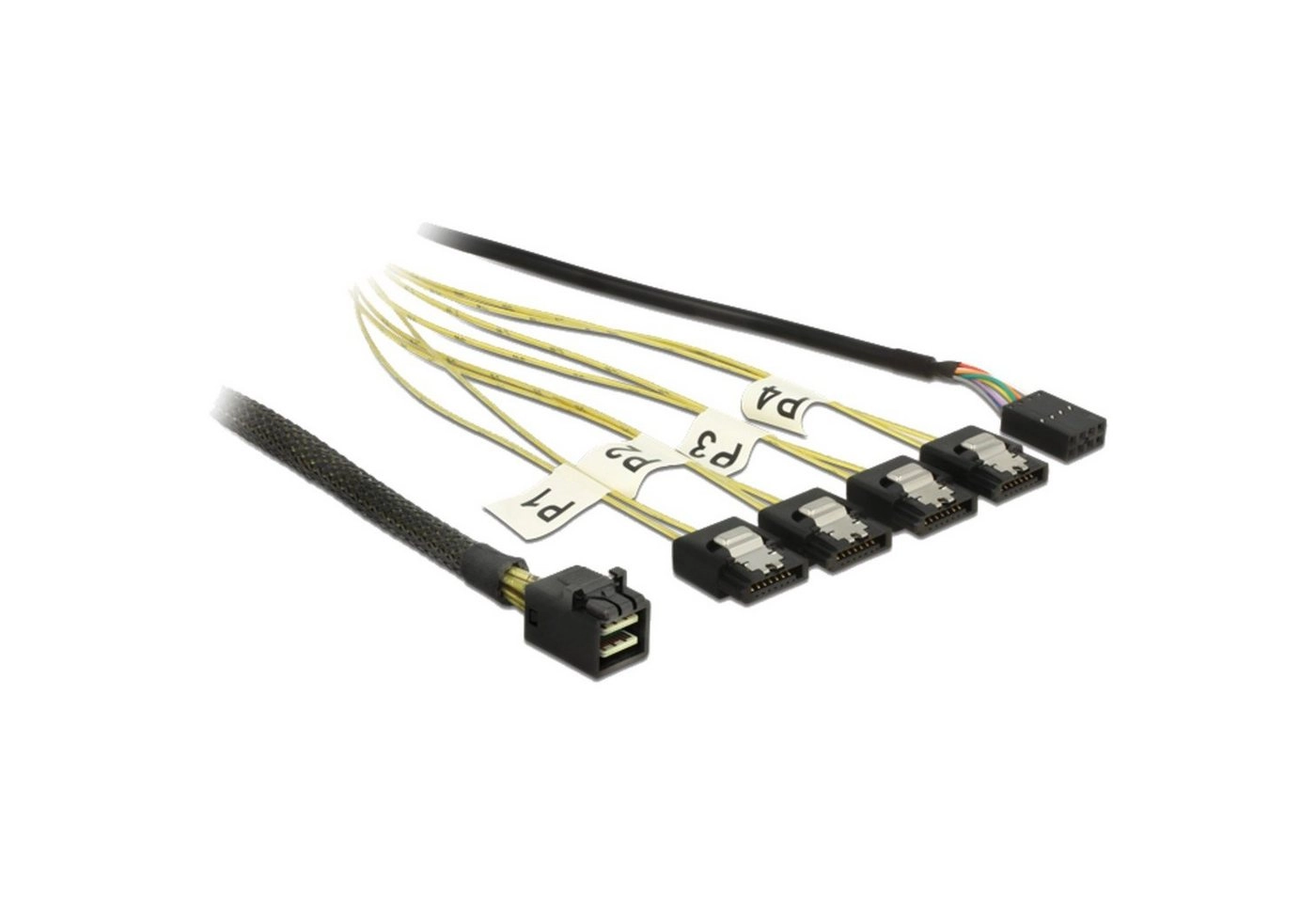 Adapterkabel Mini SAS HD SFF-8643 > 4x SATA 7 Pin Reverse