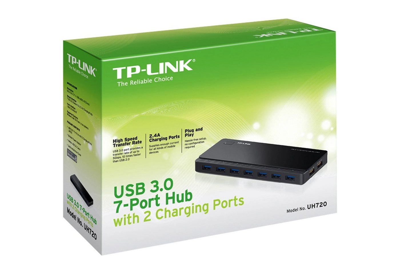 7-Port-USB-3.0-Hub mit 2 Ladeports (UH720), USB-Hub