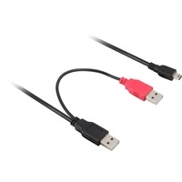 USB 2.0 Y-Kabel, 2x USB-A Stecker > Mini-USB Stecker