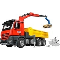 Mercedes-Benz Arocs Baustellen-LKW mit Kran, Schaufelgreifer, Palettengabeln und 2 Paletten, Modellfahrzeug