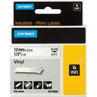 Rhino™ IND ORIGINAL Schriftband Vinyl 12mm x 5,5m, schwarz auf weiß