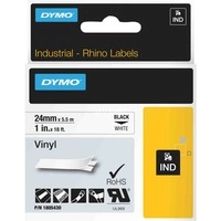 Rhino IND ORIGINAL Schriftband Vinyl 24mm x 5,5m, schwarz auf weiß