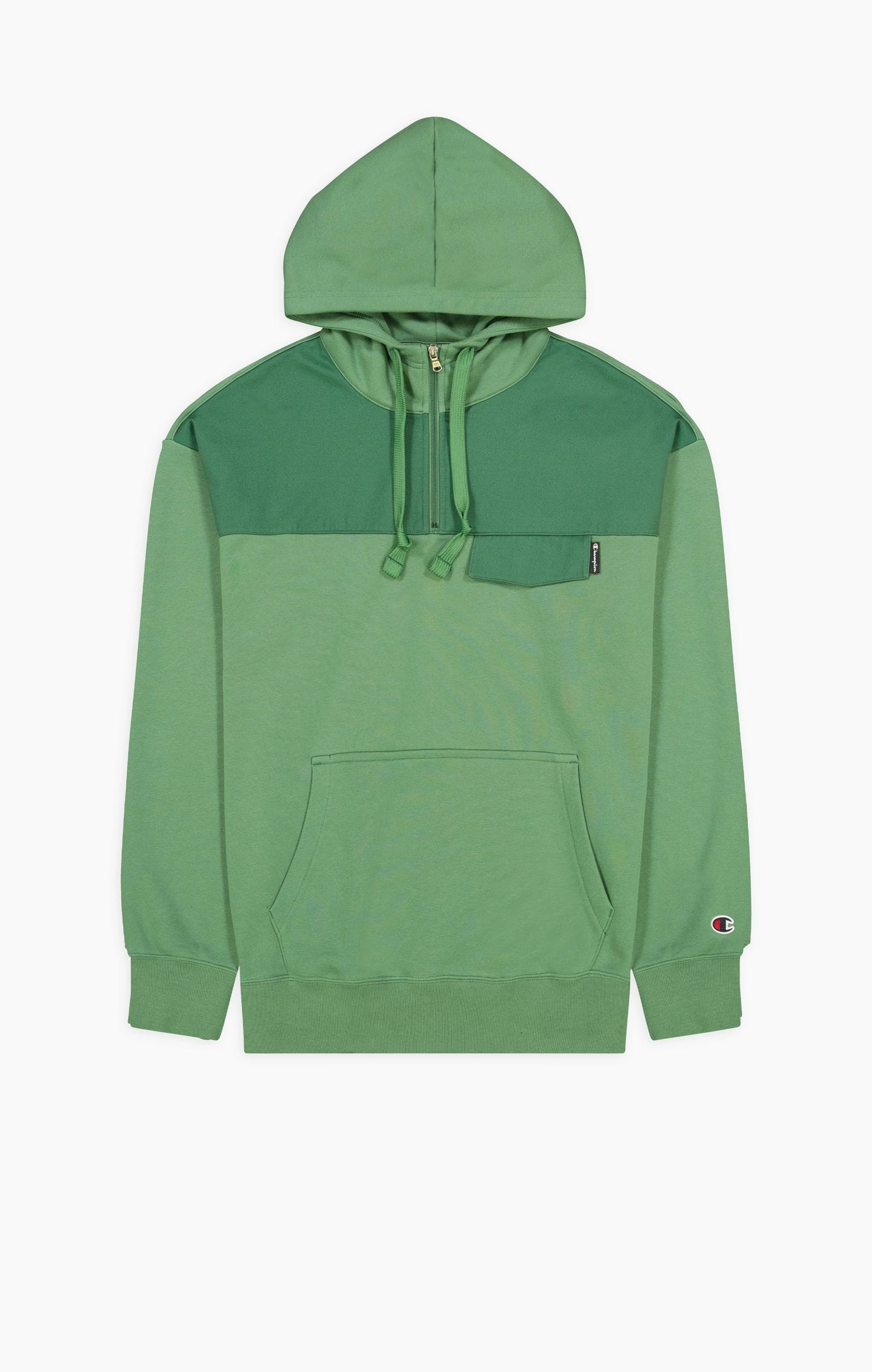 Kapuzenpullover mit Twill-Einsatz und Halbreißverschluss