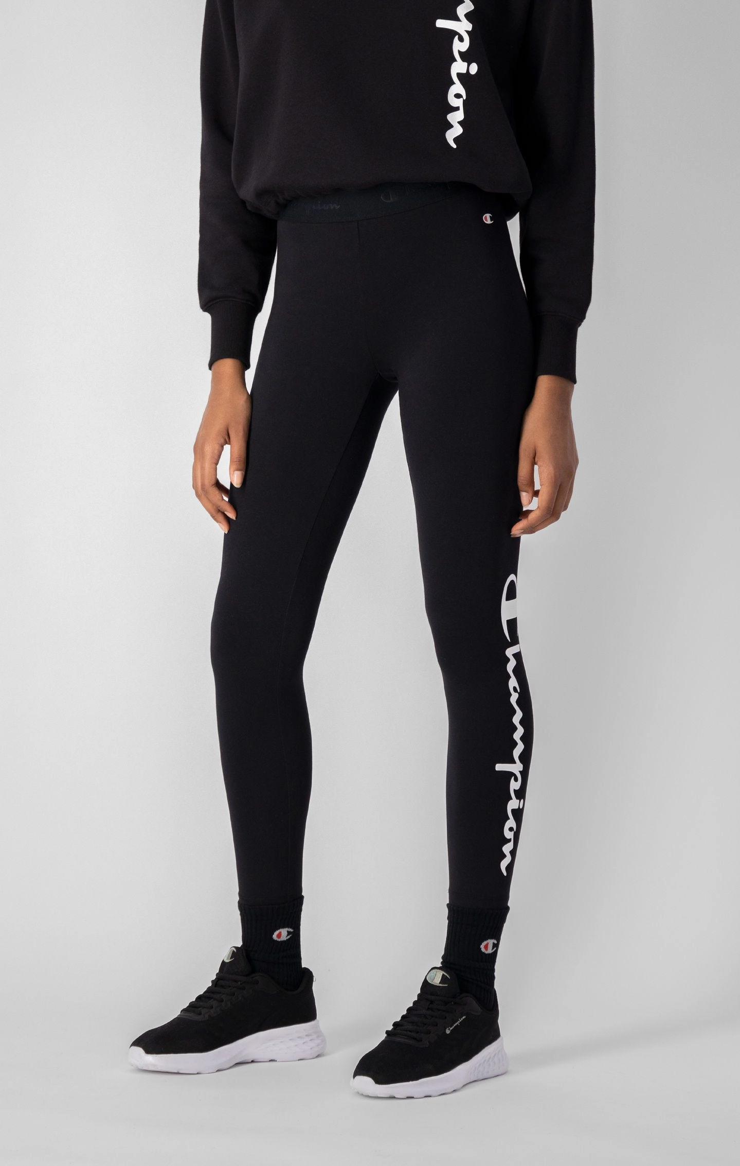 Leggings aus Lycra mit kürzerem Bein und Logo-Schriftzug