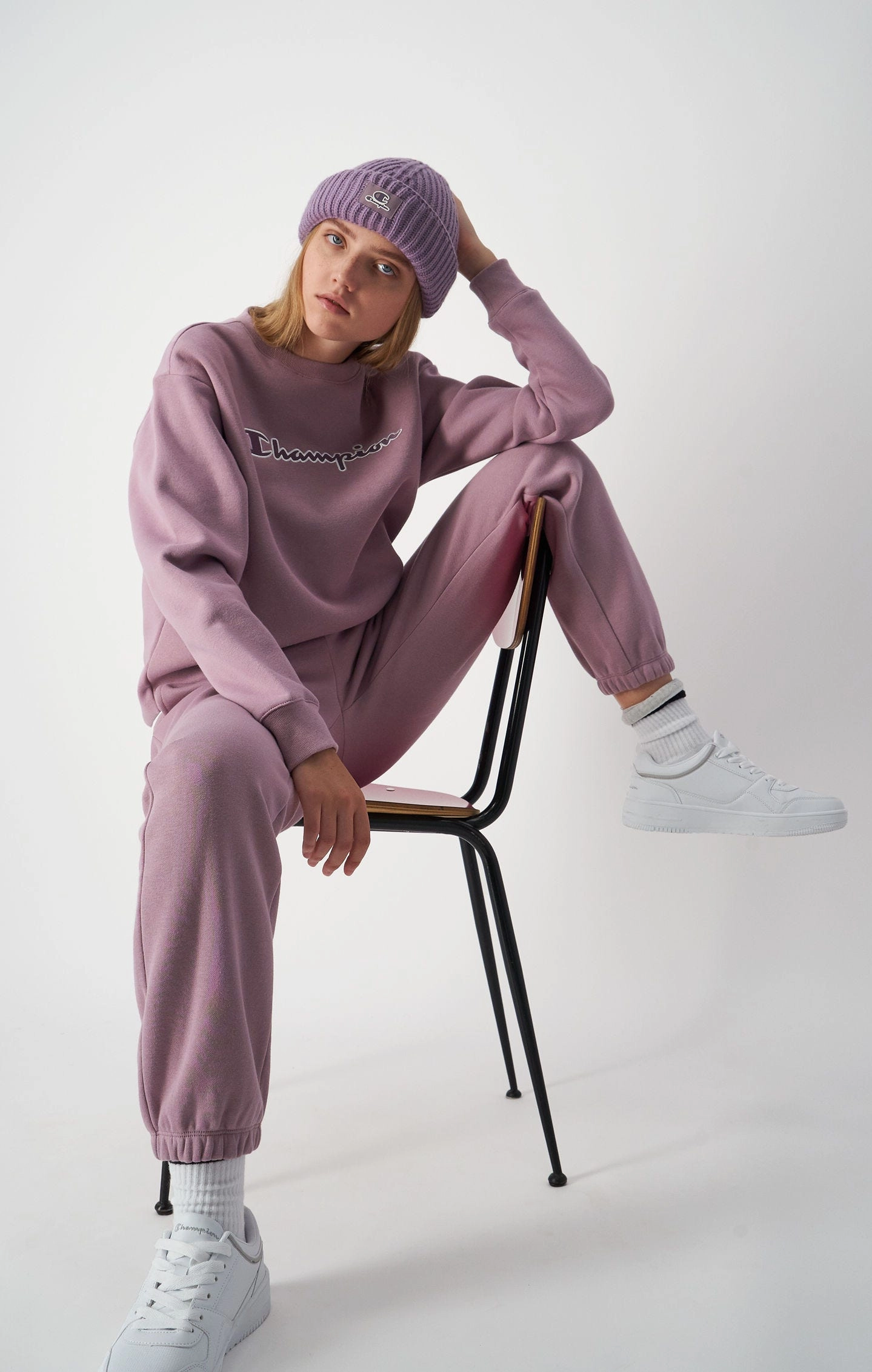 Sweatshirt aus Baumwollfleece mit gesticktem Logo-Schriftzug