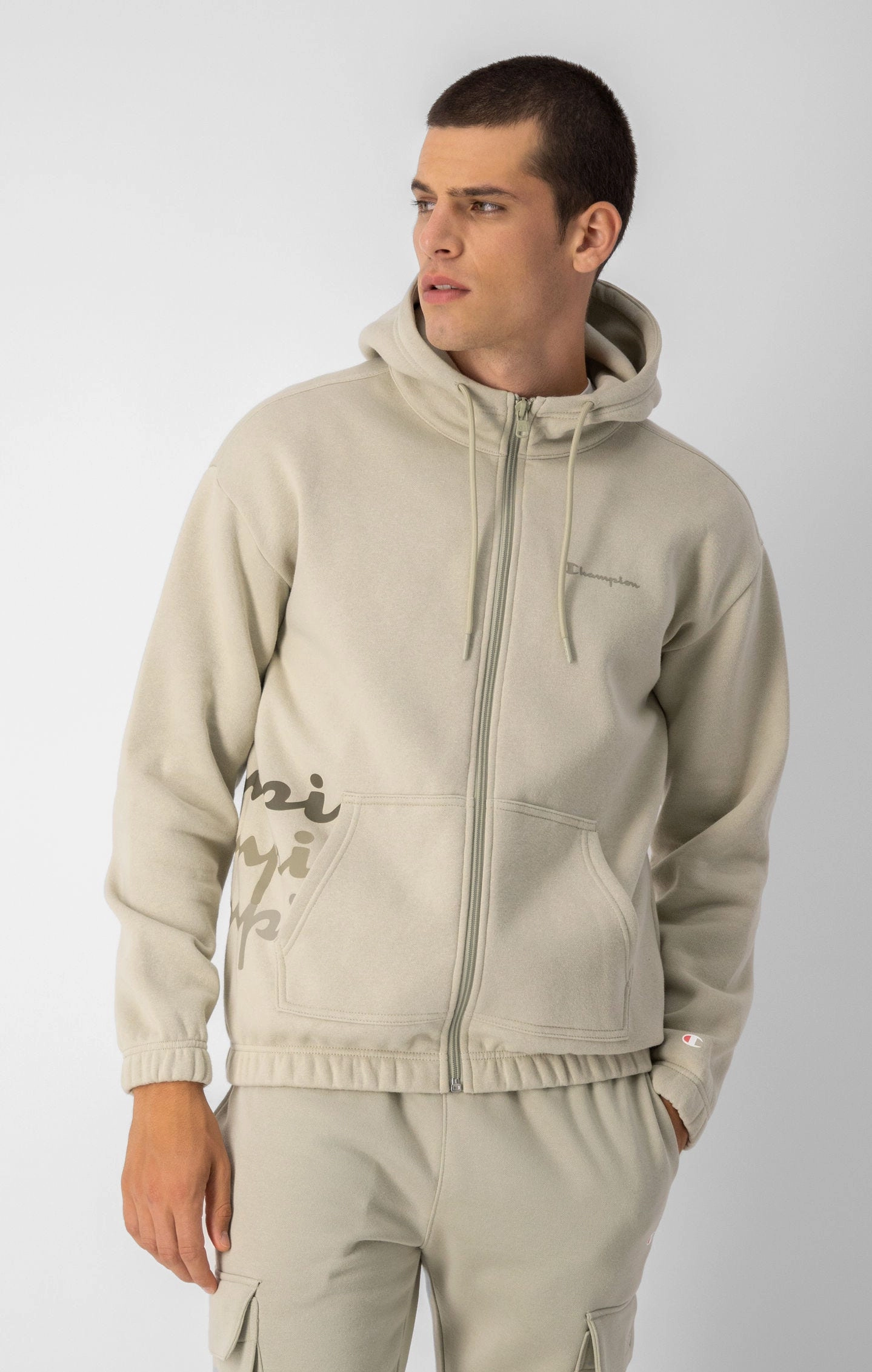 Fleece-Kapuzenpullover mit mehrfachem Logo-Schriftzug