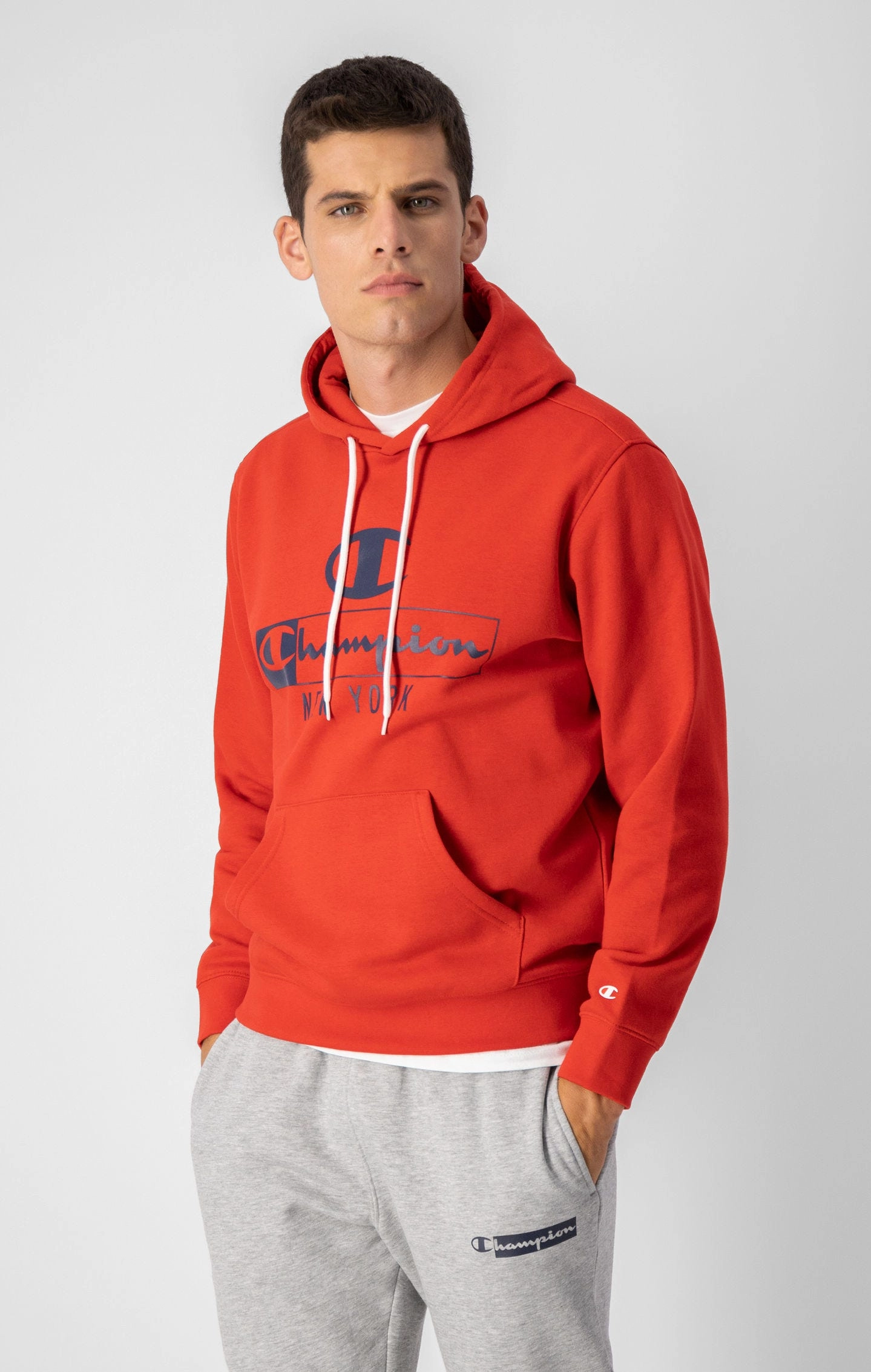 Fleece-Kapuzenpullover mit eingerahmtem Logo-Schriftzug