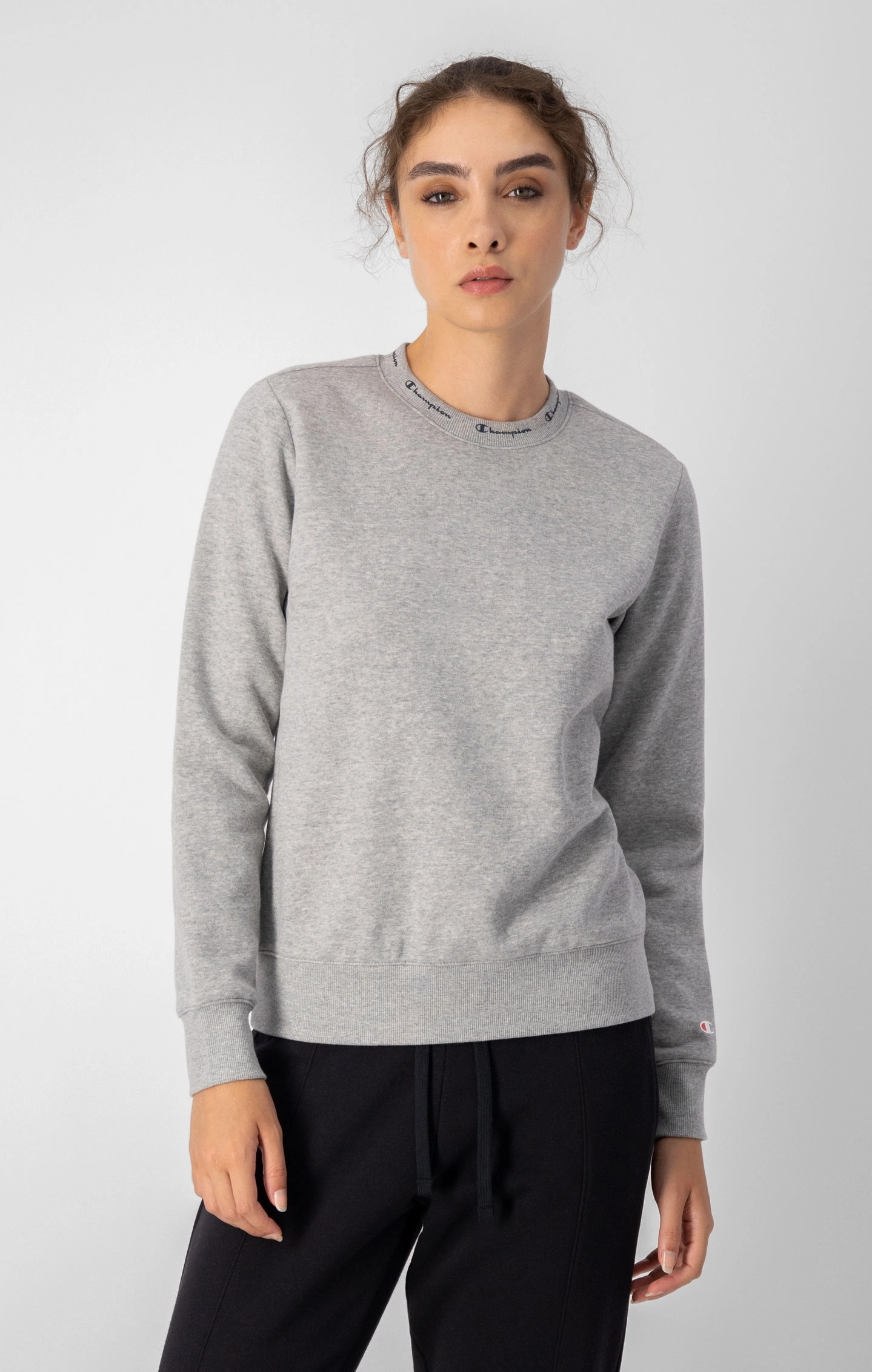 Fleece-Sweatshirt mit Logo-Schriftzug am Hals