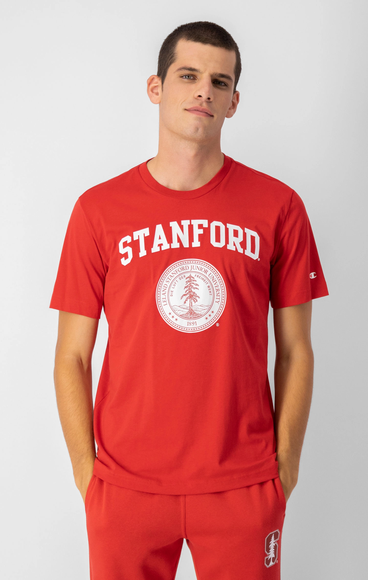 Rundhals-T-Shirt mit Logo im Uni-Stil