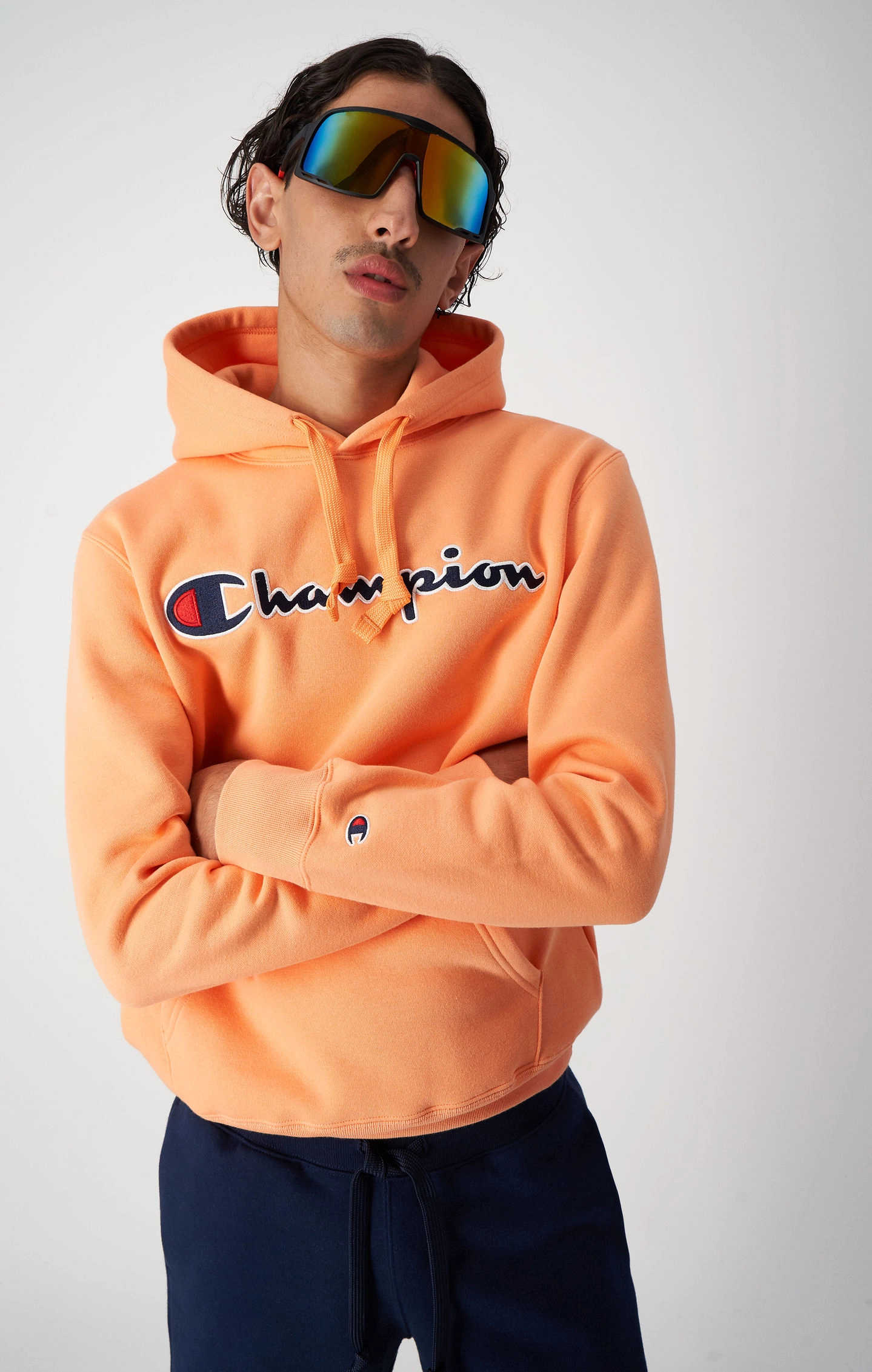 Hoodie aus Baumwollfleece mit gesticktem Logo-Schriftzug