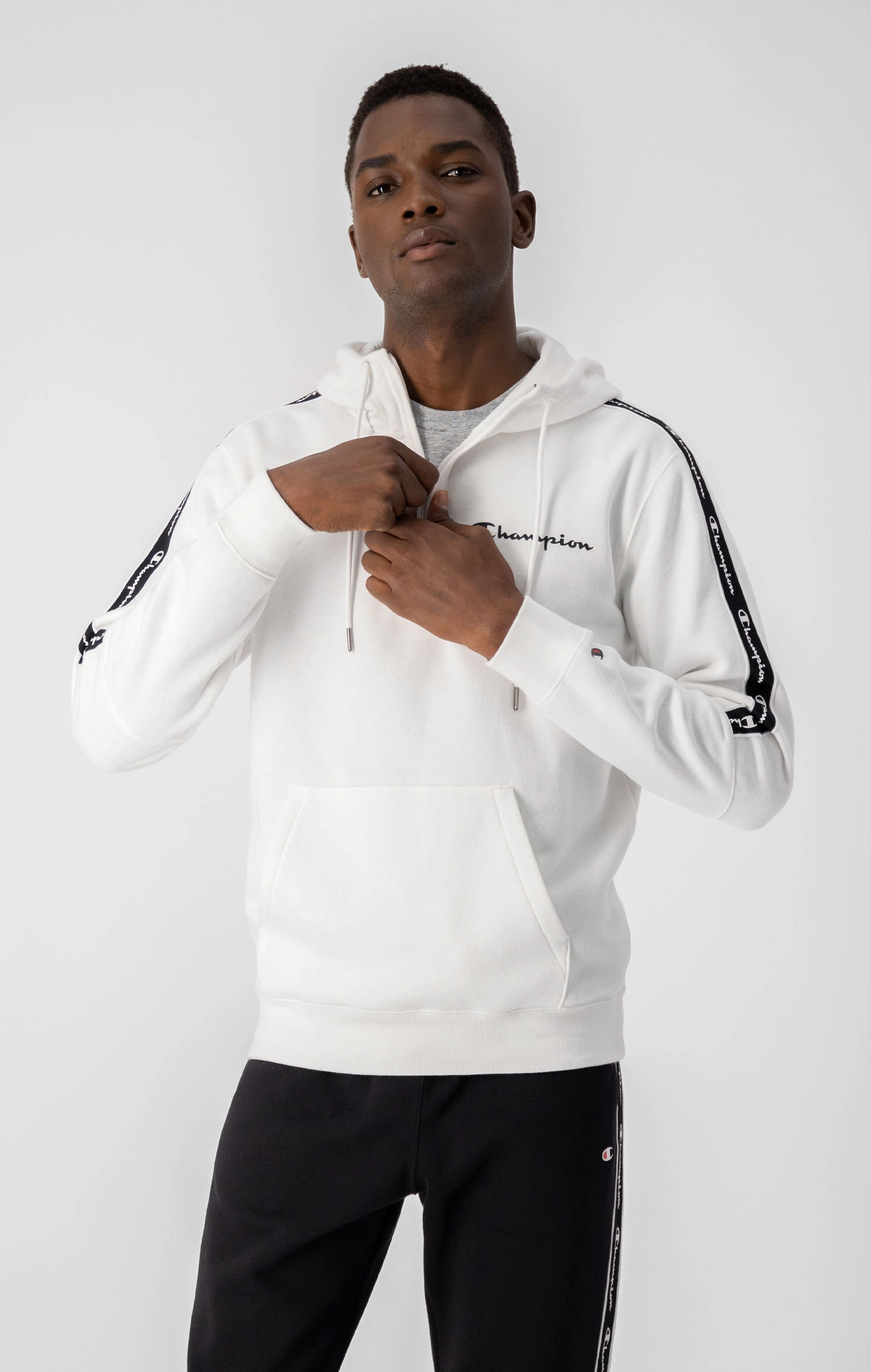 Fleece-Kapuzenpullover mit Jacquardband