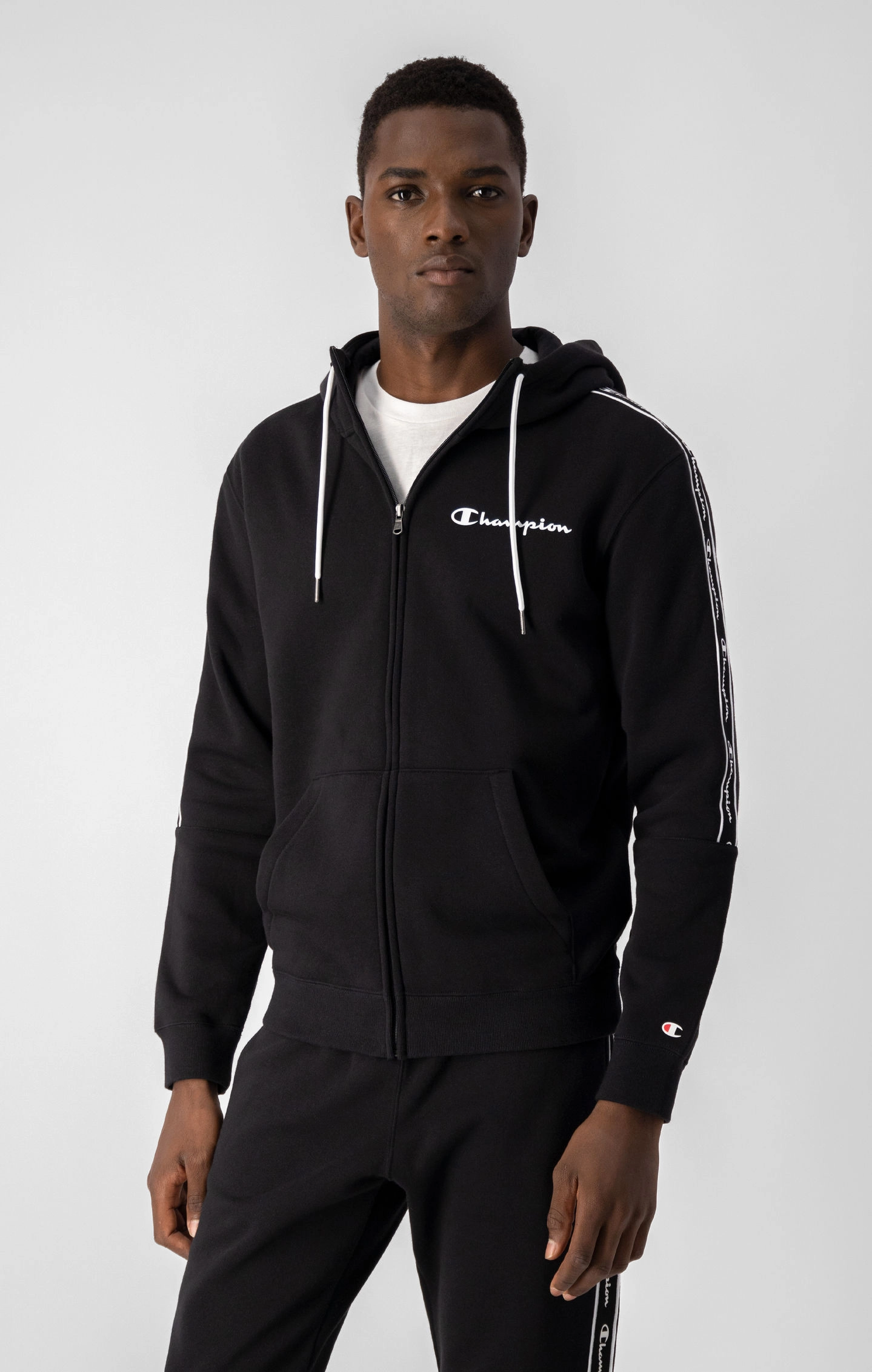 Kapuzenpullover mit durchgehendem Reißverschluss und Jacquardband