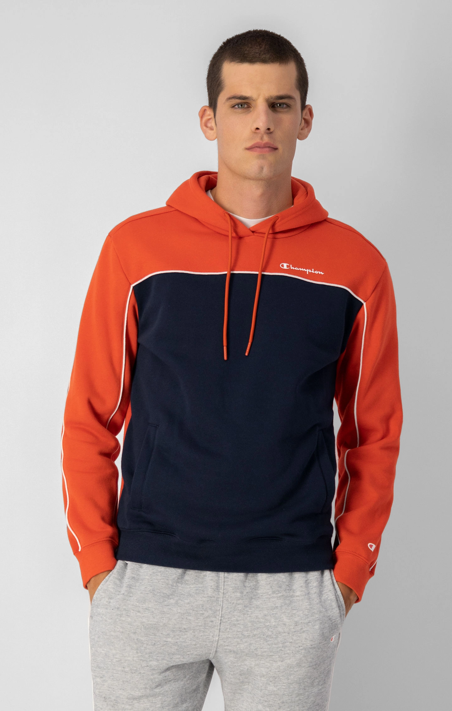 Fleece-Kapuzenpullover in Farbblockoptik